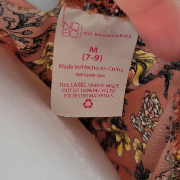 Floral Crop Top Stretch Soft On Shoulder/ Off Shoulder Summer Pink Mauve Buttons - Picture 12 of 12